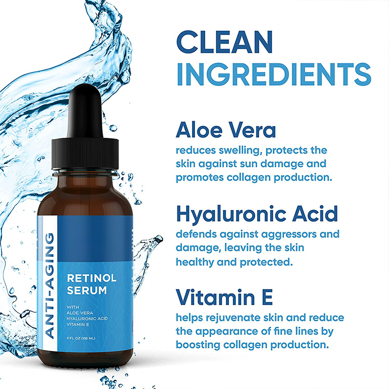 Retinol Serum for Face Hydrating Hyaluronic Acid for Wrinkle Soothing Fine Lines Dark Spots Renew Reset Nighttime Serum