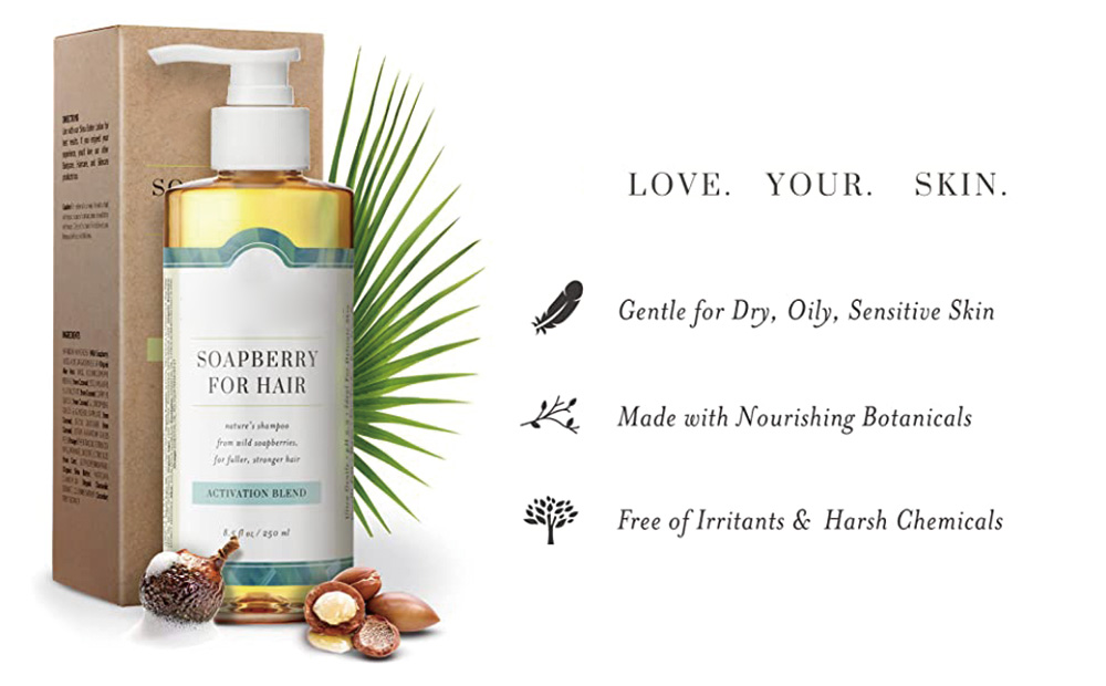 Hair Shampoo Naturally Cleansing From Wild Soapberries for Full Stronger Hair